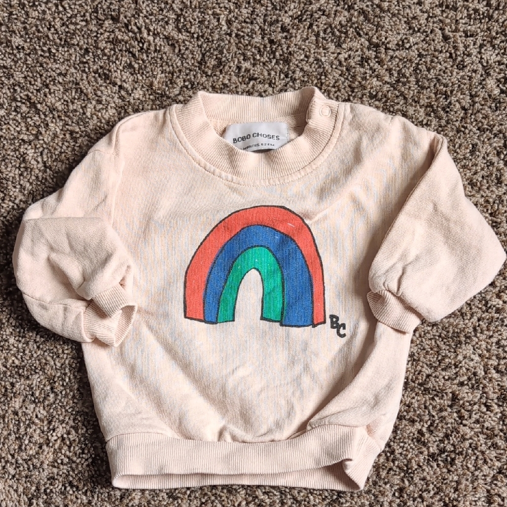 Bobo Choses Cream Sweatshirt with Red Blue Green Rainbow